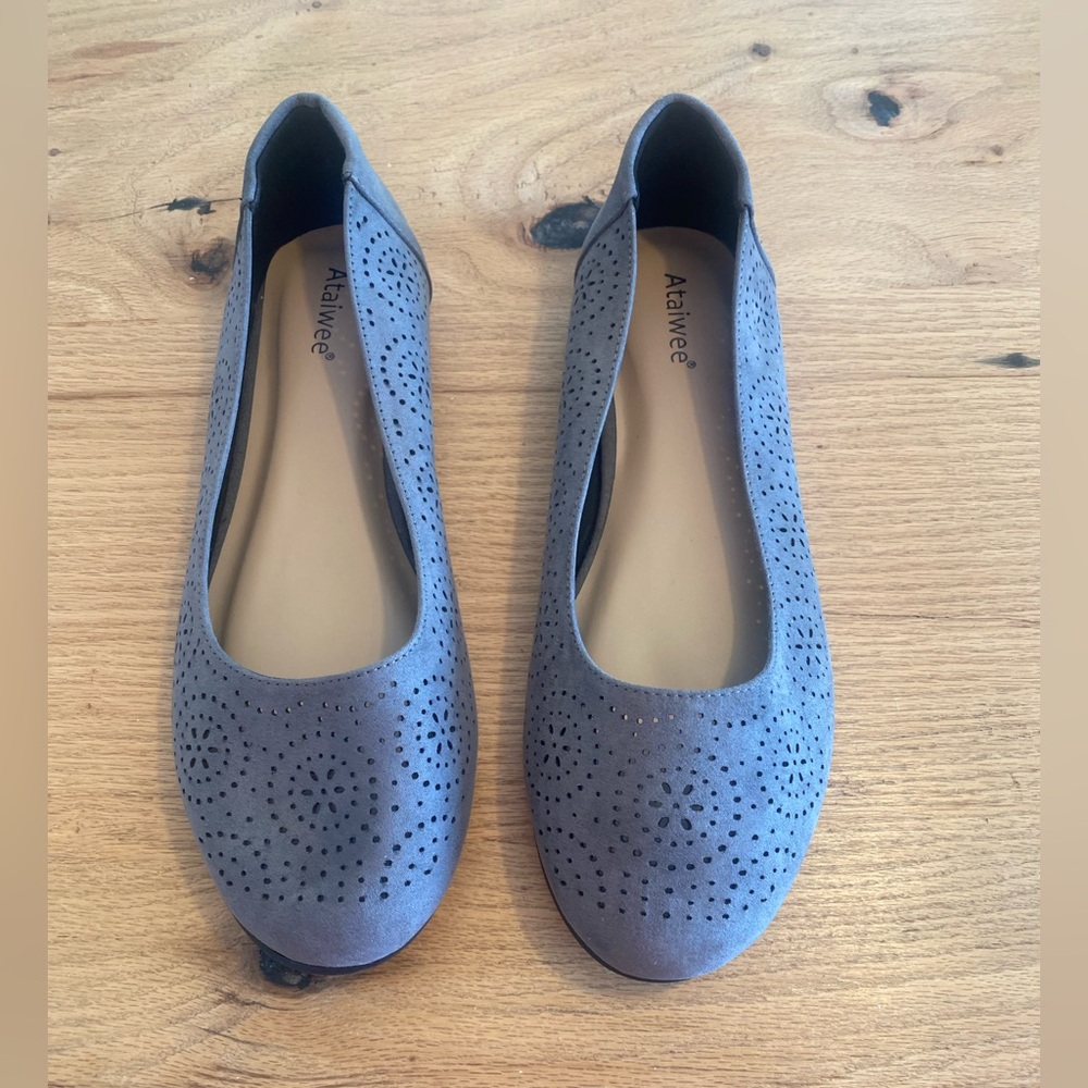 Ataiwee Women's Elegant Gray Flats Loafers 10‎ New